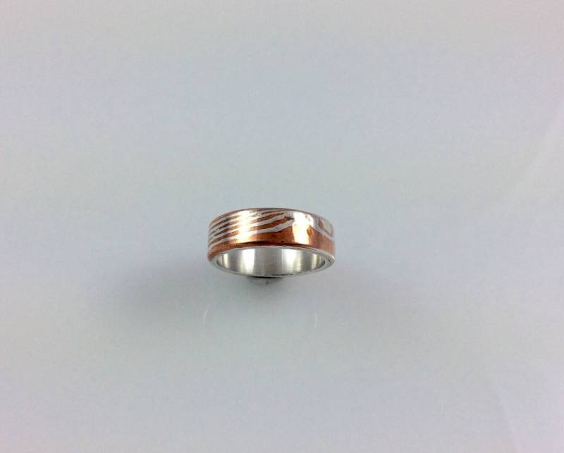 Hochzeit Band Geschenk Mokume Gane Ring Sterling Silber Kupfer Größe 6 3/4 Hochzeit Band Geschenk Mokume Gane Ring Sterling Silber Kupfer Größe 6 3/4 von StonedAdornments