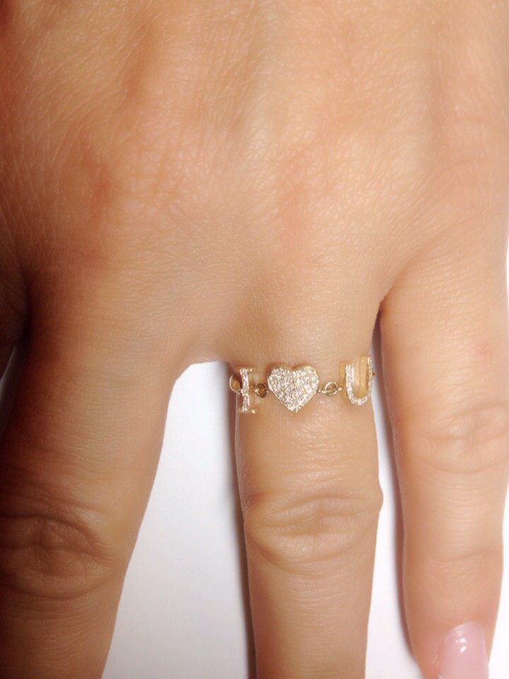 585Er Gelbgold "I Love U" Diamant Ringgeburtstagjahrestagabschlussfeierindividuellgeschenkpersonalisiertvalentinstagmuttertag 585Er Gelbgold "I Love U" Diamant Ringgeburtstagjahrestagabschlussfeierindividuellgeschenkpersonalisiertvalentinstagmuttertag von StonedLovebySuzy