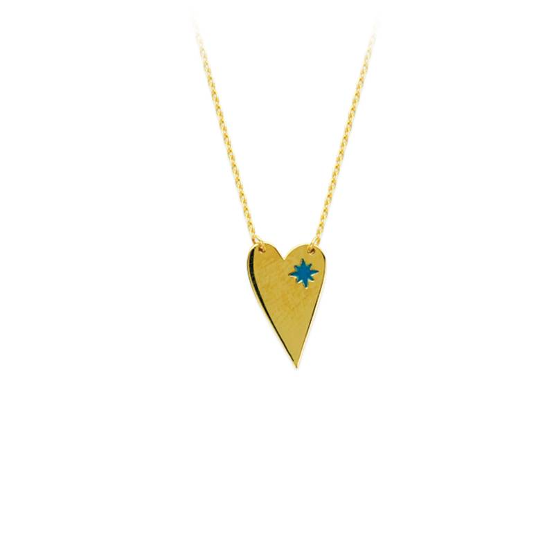 Personalisierter 14K Gold Vergoldeter Herz Anhänger Mit Türkisfarbenem Stern Personalisierter 14K Gold Vergoldeter Herz Anhänger Mit Türkisfarbenem Stern von StonedLovebySuzy