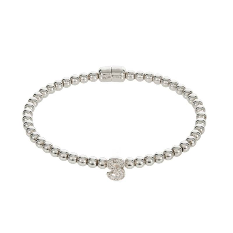 Armband Aus Sterlingsilber Mit Diamant Und Initial Auf Perlen Stahl Armband Aus Sterlingsilber Mit Diamant Und Initial Auf Perlen Stahl von StonedLovebySuzy