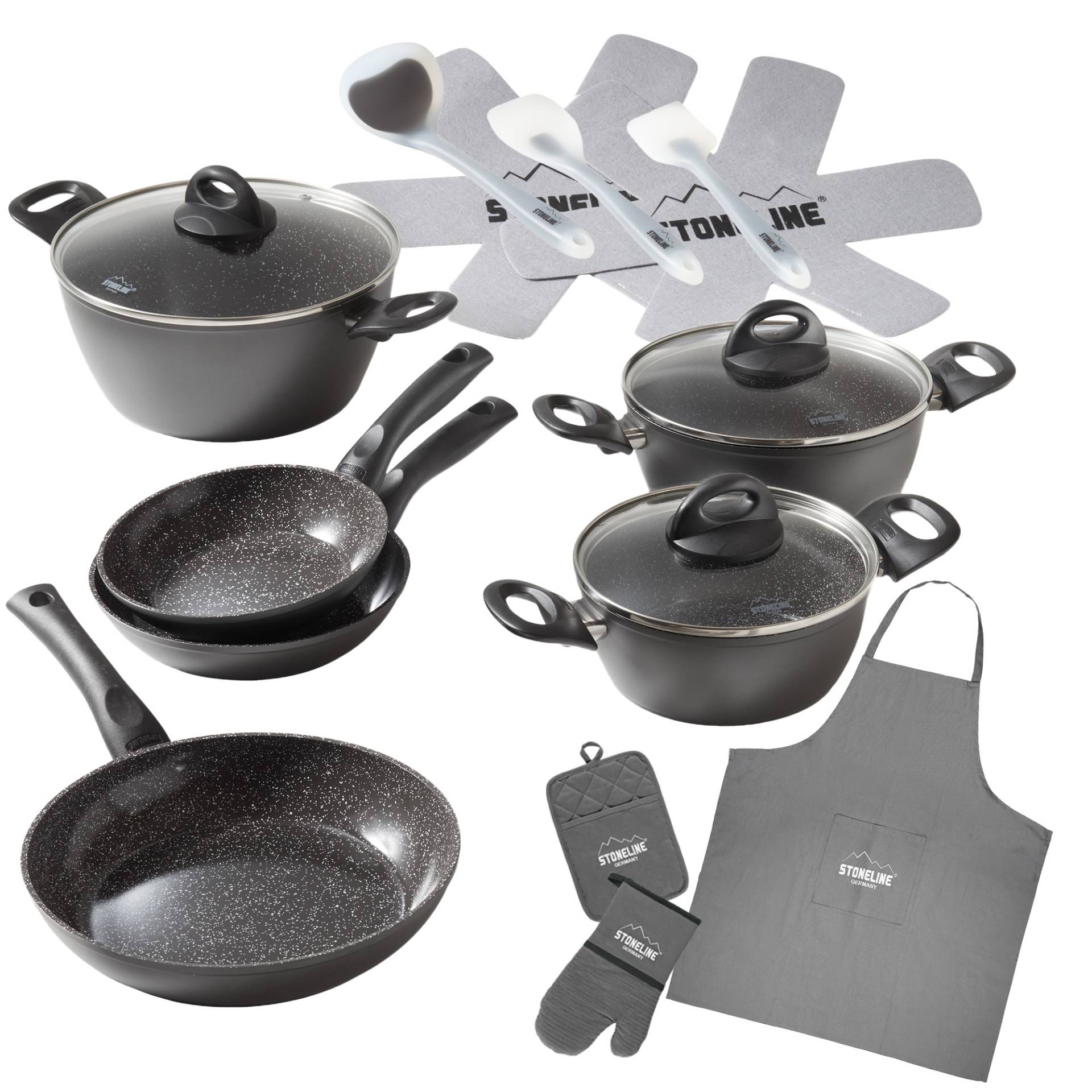 STONELINE Topf-Set "STONELINE 17-teiliges Koch-Set, mit Glasdeckeln" Set, 17 tlg. tlg. Aluminium  Keramik von Stoneline