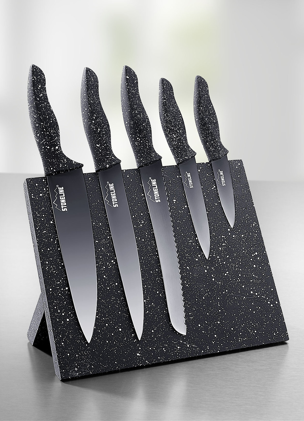 Stoneline® Messerblock, 6-teilig, mit Magnetfeld, Schwarz von Stoneline