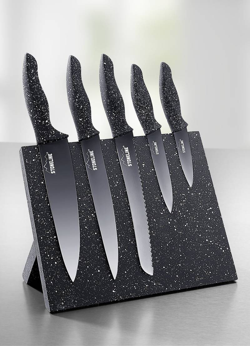 Stoneline® Messerblock, 6-teilig, mit Magnetfeld, Schwarz von Stoneline