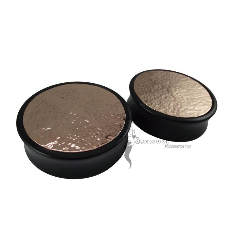 Delrin Plugs Mit Gehämmertem Kupfer Inlay 50 Mm Handgemachter Schmuck Für Gestreckte Ohren Bereit Zum Versand von StonewolfAdornments