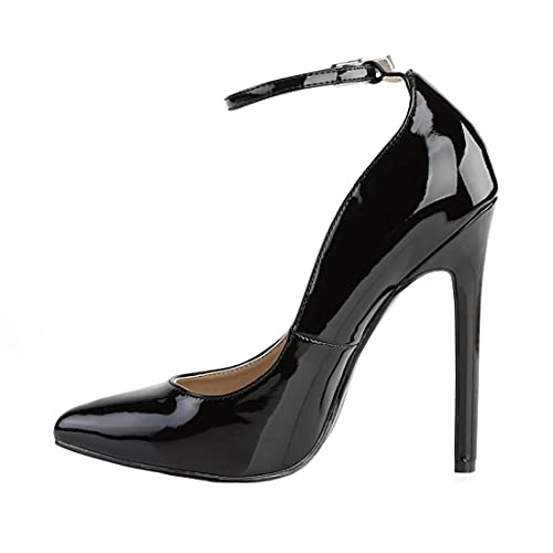 13CM/5.12IN Damen Elegante Temperament Hochzeit Pumps Stiletto sexy Spitz High Heels Slip On Stiletto Pumps Damen sexy Pole Dancer Stripper Party,Schwarz,38 EU von Stool