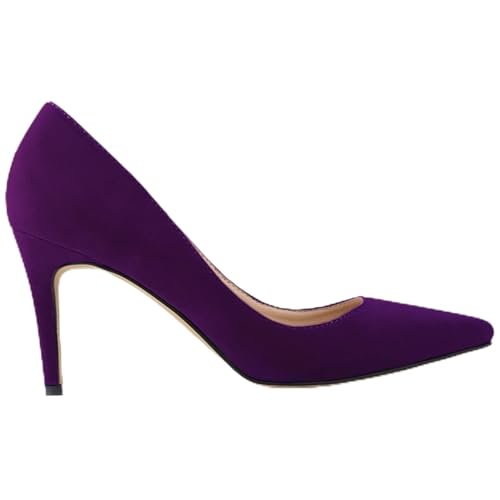8Cm / 3.15IN Damenmode Pointed Toe High Heels Pumps Sexy Slip on Stiletto Partyschuhe Damen Damen High Stiletto Heels Pointy Pumps Arbeit Smart Party Court Schuhe,Lila,6.5 von Stool