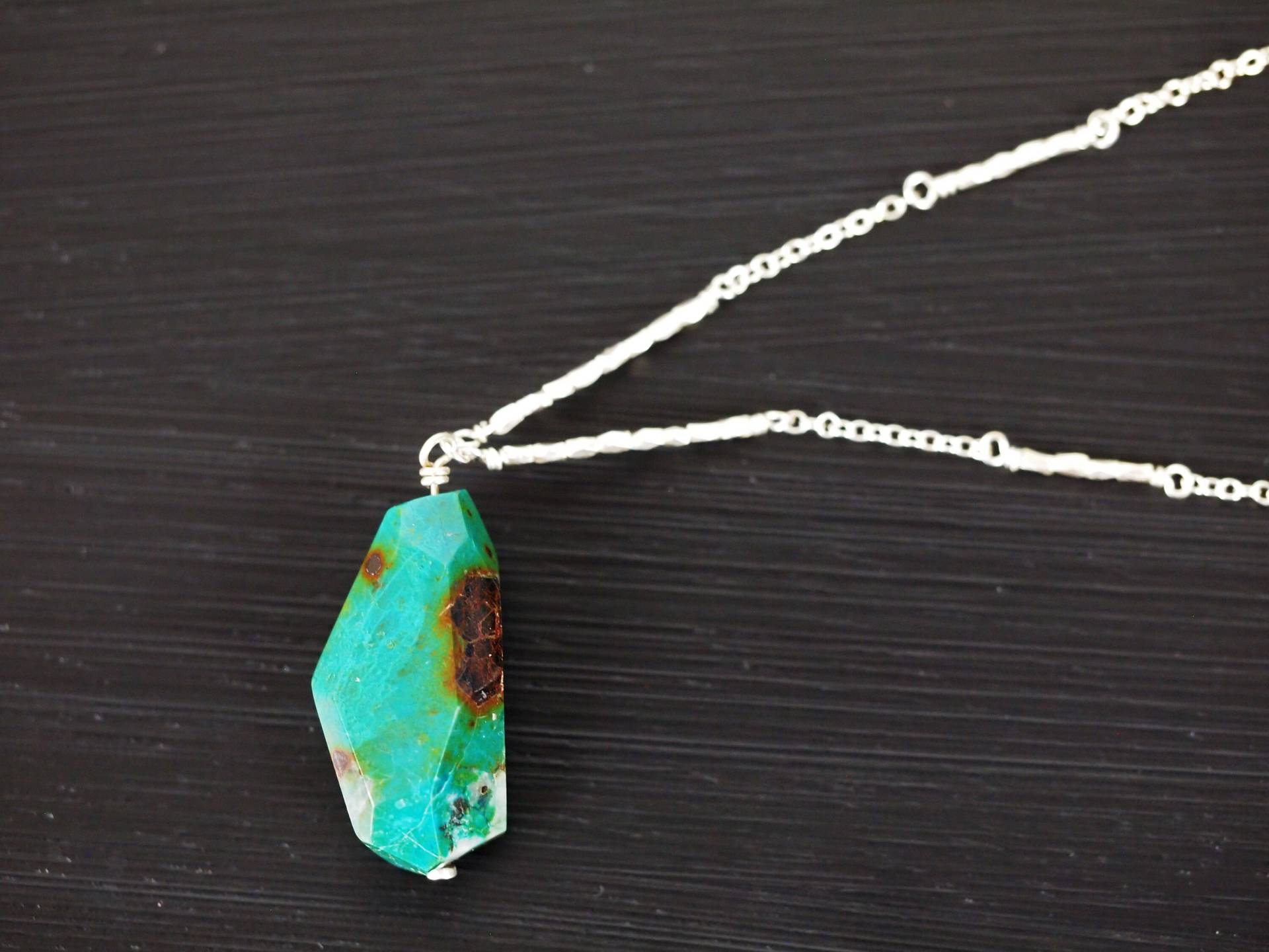 Chrysokoll Und Silber Nugget Halskette von StoopSaleDesigns