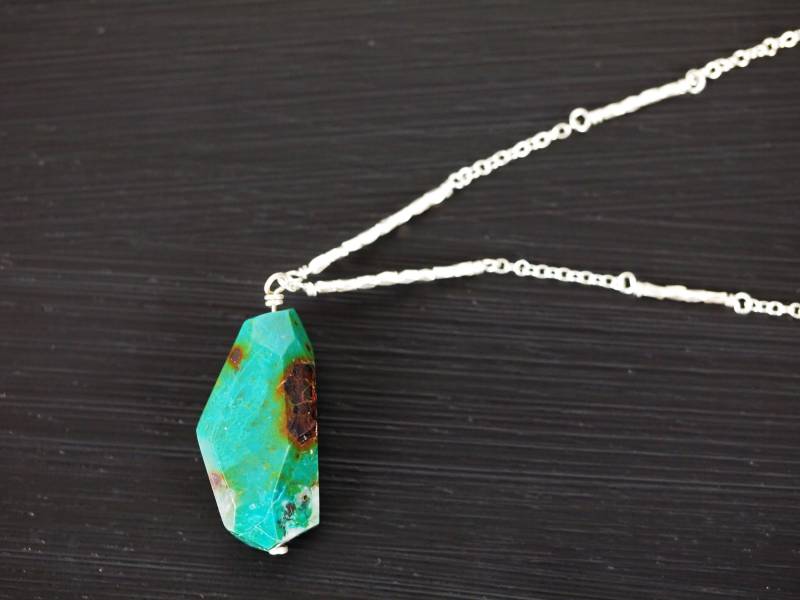 Chrysokoll Und Silber Nugget Halskette Chrysokoll Und Silber Nugget Halskette von StoopSaleDesigns