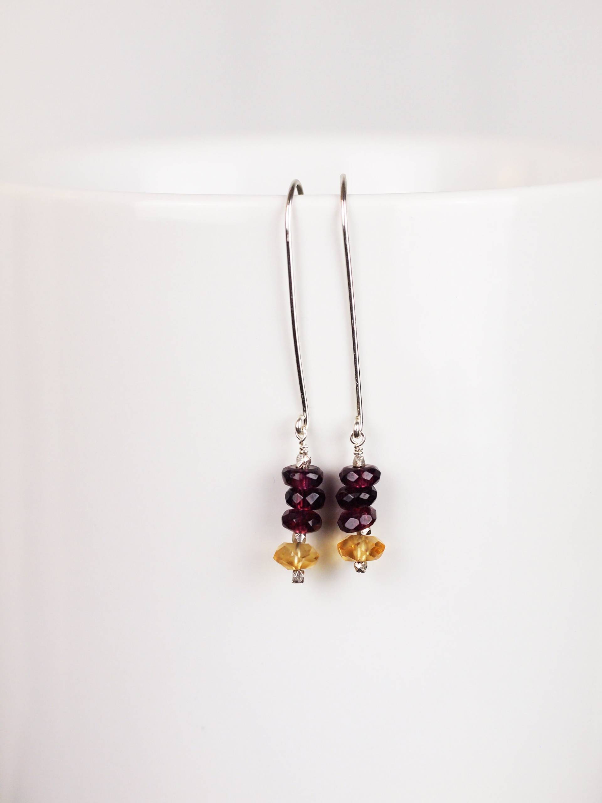 Granat Und Citrin Sterling Silber Ohrringe von StoopSaleDesigns