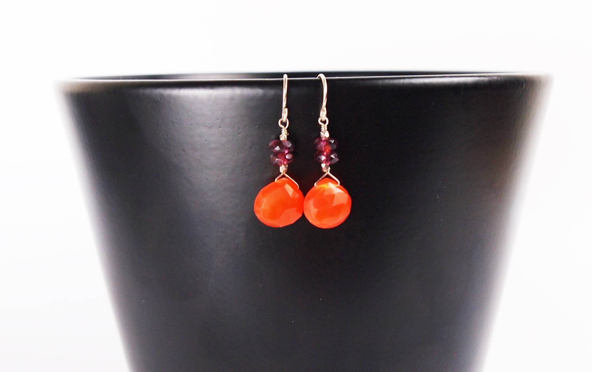 Karneol Und Granat Ohrringe von StoopSaleDesigns