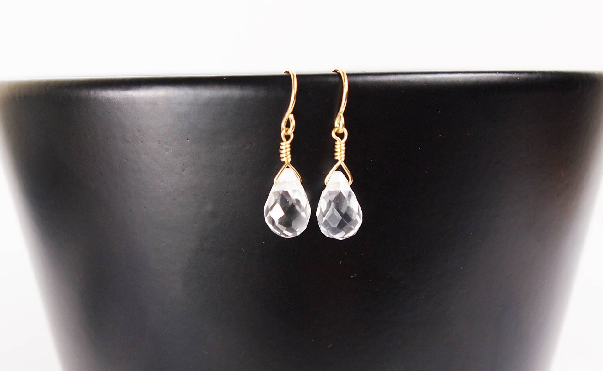 Kristall-Quarz Runde Briolette Tropfen 14K Gold Füllen von StoopSaleDesigns