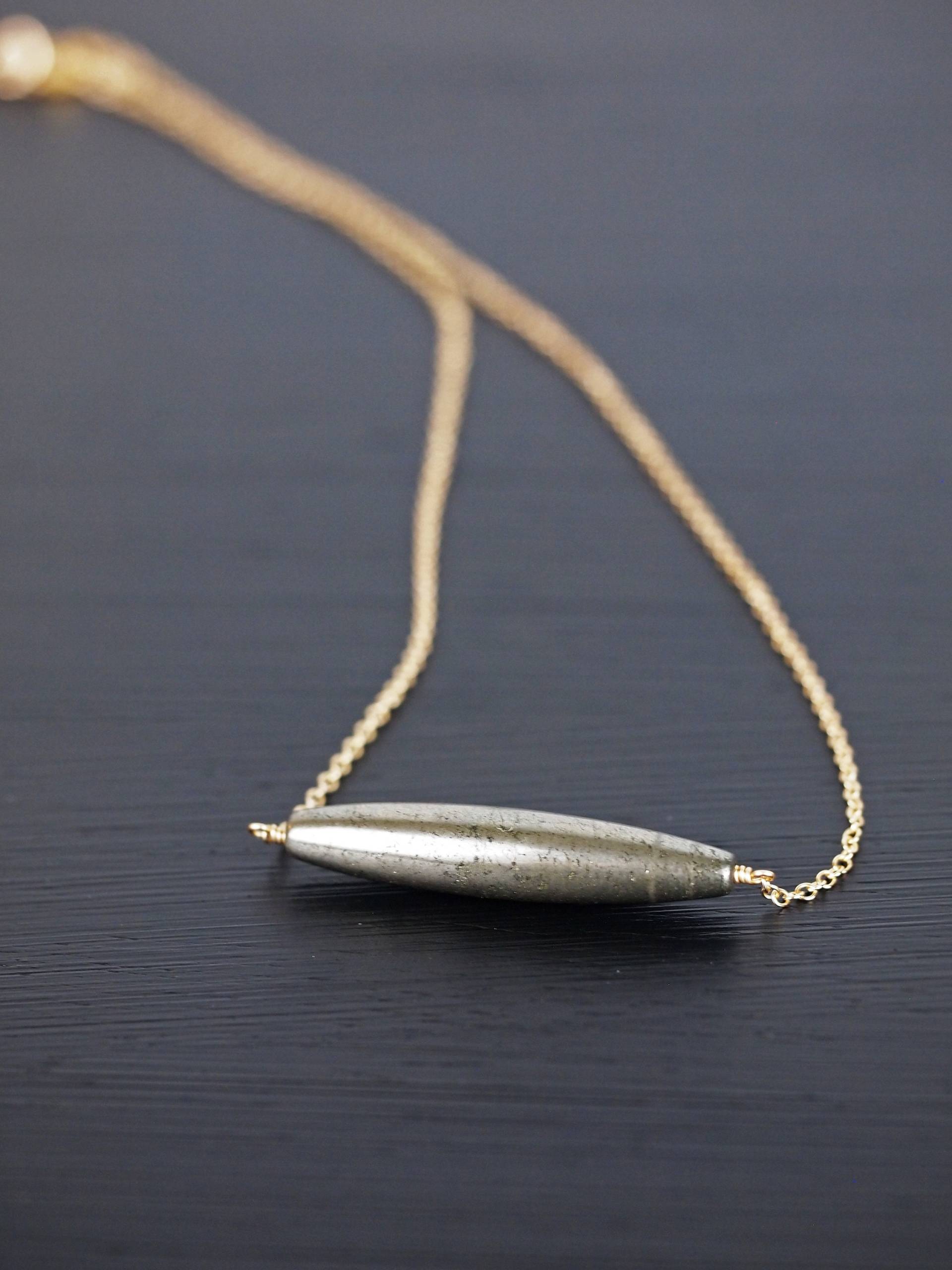 Pyrit Bar Gold Halskette von StoopSaleDesigns