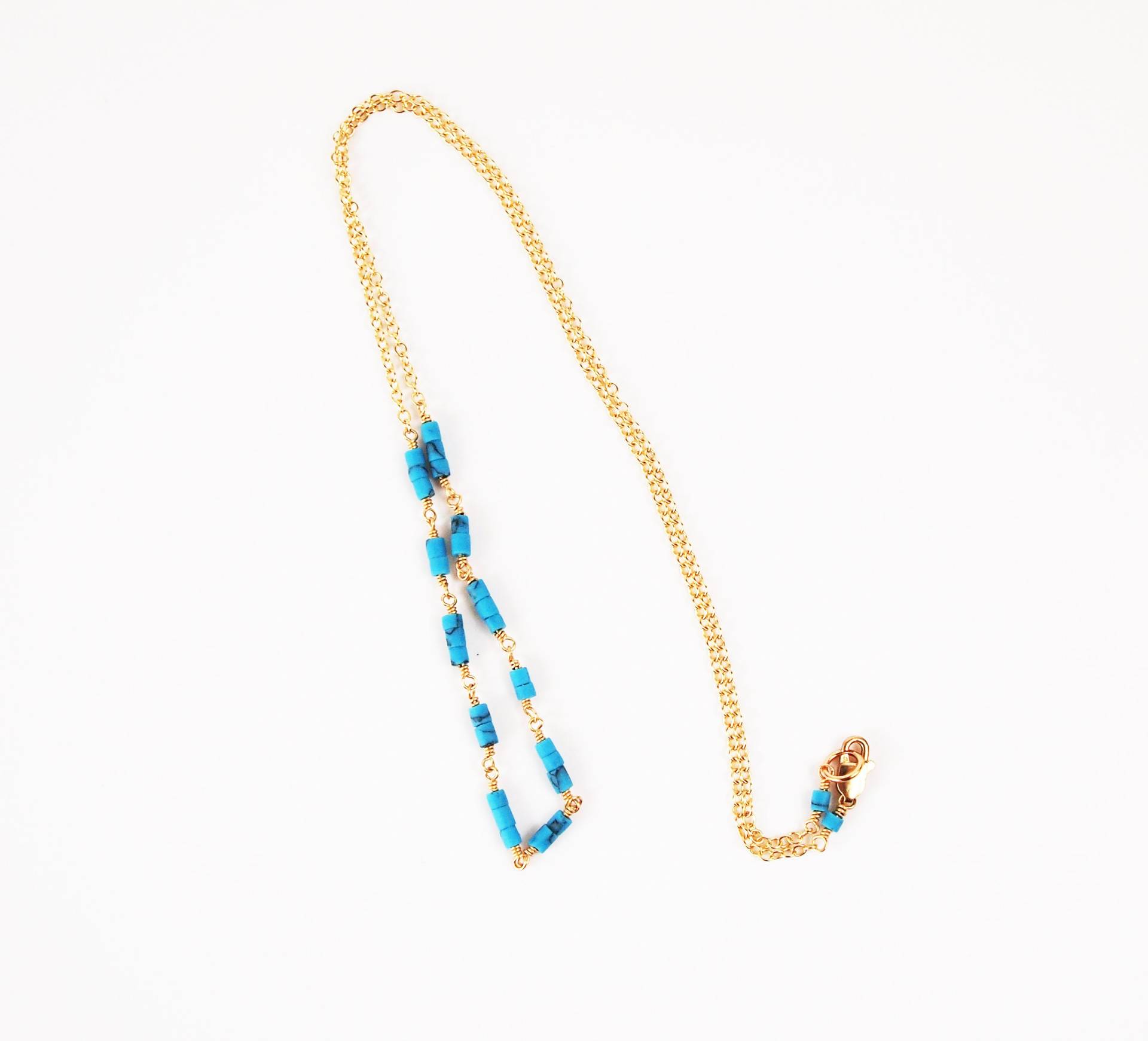 Zierliche Türkis Und Gold Halskette von StoopSaleDesigns