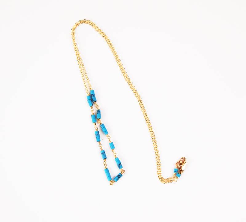 Zierliche Türkis Und Gold Halskette von StoopSaleDesigns