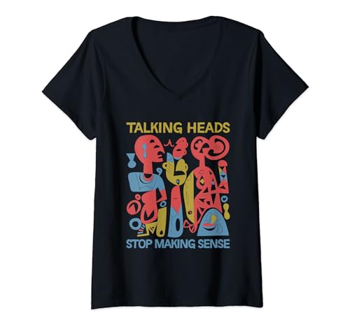 Damen Stop Making Sensee Talking Heads Retro Lustiges Design T-Shirt mit V-Ausschnitt Damen Stop Making Sensee Talking Heads Retro Lustiges Design T-Shirt mit V-Ausschnitt von Stop Making Sensee Talking Heads Retro Funny