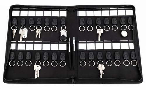 Stop Ocean Plastic 46226 Schlüsselmappe LUZON, Mappe im DIN A4 Format aus recyceltem PET mit 28 abnehmbaren Schlüsselringen, 28 Stiftefächern und 2 Schreibgerätschlaufen, Reißverschlussmappe grau von Stop Ocean Plastic