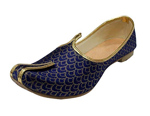 Stop n Style Hochzeitsschuhe für Männer, Khussa, Herren elegante Schuhe, Juttis, Freizeitschuhe, Indische Bräutigam, Geschenk Ihn, Paisley Blau (blau), 47 EU von Stop n Style