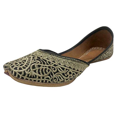 Stop n Style Punjabi Jutti für Damen Jutti Schuhe Punjabi Schuhe Hochzeit Indische Schuhe, schwarz, 37 EU von Stop n Style