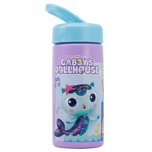 Gabby's Dollhouse Sport-Trinkflasche mit Strohhalm und integriertem Griff, 410 ml, hellrosa, Estándar, Casual von Stor