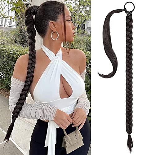 80 cm Pferdeschwanz Verlängerung | Lange geflochtene Pferdeschwanz Haarverlängerungsperücke | 3 Farben schwarze Pferdeschwanz-Haarverlängerungen | Natürliche Haarteile Zöpfe Haarschmuck für Frauen von Koeay