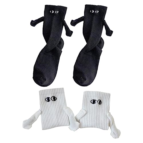 Lustige Socken für Paare | Neuartige Sportsocken für Damen und Herren | Magnet 3D Händchenhaltende Puppen Baumwollsocken | 2023 Neue Süße Crew Funny Socks Paare Geschenke für Sie und Ihn von Storaffy