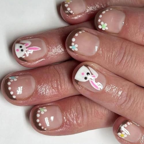 24 Stücke False Nails Square Kaninchen Presse Auf Nägel Maniküre Kunst Einfacher Anwendung Für Frauen Und Mädchen Acrylnagel von Storage Bag