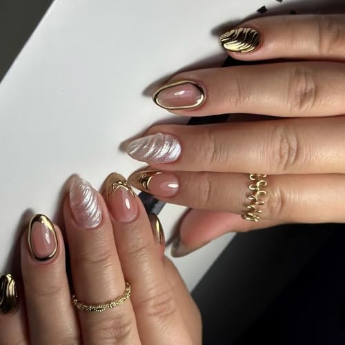 24pcs Mandel Gefälschte Nägel Drücken Auf Nägel Künstliche Acryl Falsche Klebstoffe Auf Designs Französische Tipps Acrylkleber Nagel Für Frauen Klar von Storage Bag