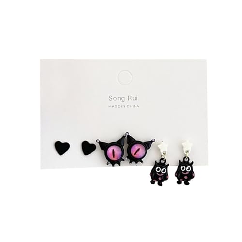 3 Paare Einäugige Augenstolzen Ohrring Für Frauen Mädchen Y2K Accessoires Kreativität Lustige Temperament Schmuck Geschenkohrohrschstene von Storage Bag