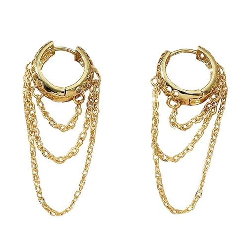 Anspruchsvolle Ohrringe Quasten Kettenstropfen Ohrringe Für Frauen Stilvolle Kreisförmige Ringe Ohrschnallen Elegante Party Ornamente Quasten Kettenohrringe von Storage Bag