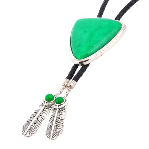 Bolotie Für Frauen Männer Western Bolotie Vintage Triangular Stone Schmuck Kunstleder Seil Krawatte Gefiederte Halskette Western Bolo Krawatte von Storage Bag