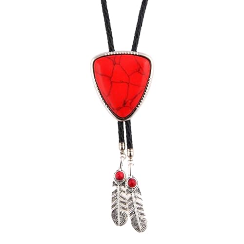 Bolotie Für Frauen Männer Western Bolotie Vintage Triangular Stone Schmuck Kunstleder Seil Krawatte Gefiederte Halskette Western Bolo Krawatte von Storage Bag