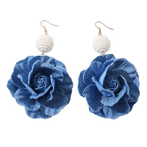 Camellia Übertreiben Ohrringe Auffällige DeniMs Ohrringe Blaue Dangle Vielseitige Partys Schmuck Vielseitige Ohrdekorationen von Storage Bag