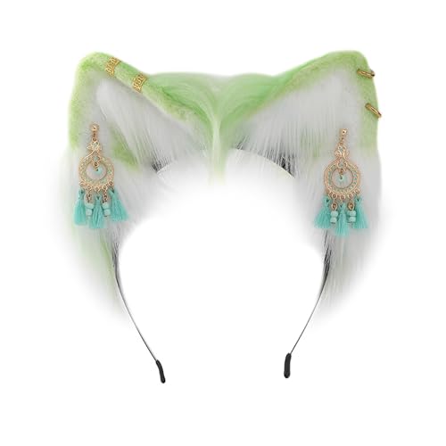 Cosplay Katzen Ohr Haarband Mit Ethnischer Ohrring Frau Teenager Stirnband Für Filmbegeisterte Anime Themen Versammlungen Haarband Katze Ohrstirnband Erwachsener Größe Make Up Für Waschen Von von Storage Bag