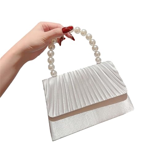 Crossbody Umhängetasche Clutch Women Evening Bag Party Bankett Cocktail Lady Geldbeutel Perlengriff Handtasche Faltenklappe Kleine Quadratische Schulter von Storage Bag