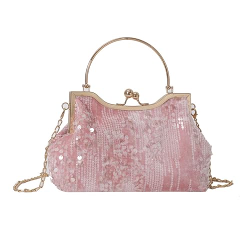 Einfache Kupplungsversuche Funkelnde Pailletten Handtasche Mode Abend Clutch Bag Party Handtasche Crossbody Kette Schulter Fashion Crossbody Women Tasche Party Accessoire Kleine Tasche Schulter von Storage Bag
