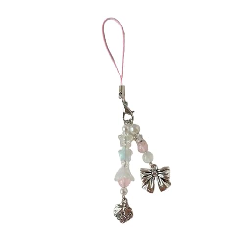 Einzigartige Schlüsselbund Pendell Strawberry Telefonkette Modische Telefone Charmeschlüsselring Für Girls Rucksäcke Und Kopfhörerkoffer Perlenschlüsselring von Storage Bag