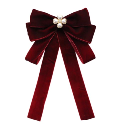 Elegante Frauen Velvets Bau Biege Brosche Pin Vorgebundene Bowknot Krawatte Mit Strasssteinen Und Perlen Dekore Für Formelle Event Hochzeitskragen Accessoire von Storage Bag