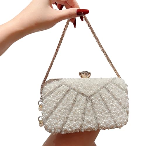 Elegante Kupplungspanne Für Frauen Handtasche Abend Clutch Bag Frauen Umhängetasche Hochzeit Geldbeutel Perlen Perlen Kreuzkörper Schulter Mit Kettengurt Handtaschen Abend von Storage Bag
