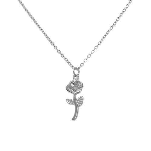 Exquisite Rose Charme Halskette Romantics Anhänger Halsketten Für Frauen Mädchen Mode Schmuck Hochzeit Valentinstag Anhänger Halskette Silber Silber von Storage Bag