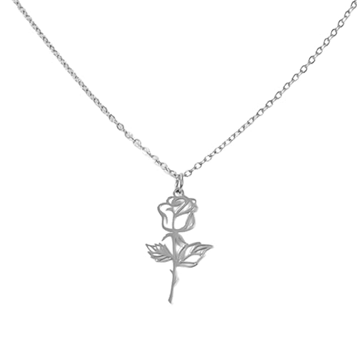 Exquisite Rose Charme Halskette Romantics Anhänger Halsketten Für Frauen Mädchen Mode Schmuck Hochzeit Valentinstag Anhänger Halskette Silber Silber von Storage Bag