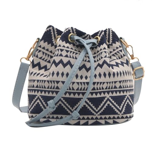 Fashion Draw String Crossbody Tasche Für Frauen Mädchen Eimerbeutel Leinwand Schulter Weibliche Ethnische Stile Messengerinnen Frauen Eimer Draw String Schulter Modische Kreuzkasse Für Täglich von Storage Bag