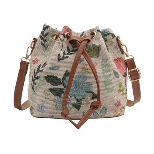 Fashion Draw String Crossbody Tasche Für Frauen Mädchen Eimerbeutel Leinwand Schulter Weibliche Ethnische Stile Messengerinnen Frauen Eimer Draw String Schulter Modische Kreuzkasse Für Täglich von Storage Bag