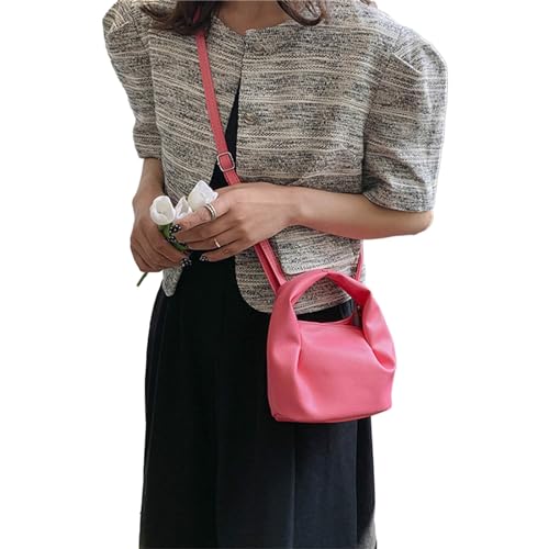 Frauen Bag PU Leder Umhängetasche Mode Ruched Crossbody Casual Messenger Solid Farbe Handtasche Und Geldbörse Frauen PU Leder Schultergeräte Crossbody Solid Color Messenger von Storage Bag