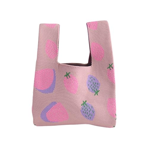 Frauen Häcet Handtasche Geldbeutel Knoten Armband Strickhandtasche Tasche Satchel Bag Kleine Süße Strandtasche Geldbeutel Für Frauen Strand Tasche Mesh von Storage Bag