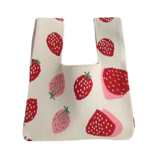 Frauen Häcet Handtasche Geldbeutel Knoten Armband Strickhandtasche Tasche Satchel Bag Kleine Süße Strandtasche Geldbeutel Für Frauen Strand Tasche Mesh von Storage Bag