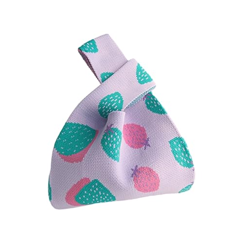 Frauen Häcet Handtasche Geldbeutel Knoten Armband Strickhandtasche Tasche Satchel Bag Kleine Süße Strandtasche Geldbeutel Für Frauen Strand Tasche Mesh von Storage Bag