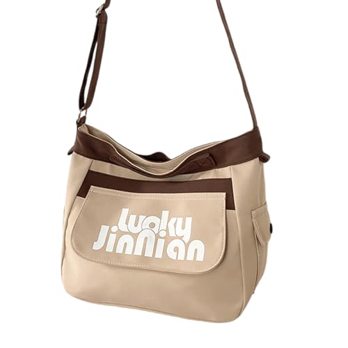 Frauen Leinwand Umhängetasche Große Kapazität Casual Messenger Bag Frauenbrief Gedruckt Crossbody Schülern School Frauen Brief Druck Messenger Großkapazität Schulter Schoolbag Gedruckt von Storage Bag