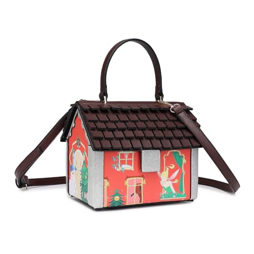 Fun Christmas House Designs Crossbody Bag Handtasche Für Frauen Und Mädchen Praktische PU Umhängetaschen Satchl Geldbeutel Neuheit Handtasche von Storage Bag