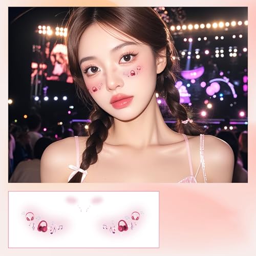 Gesicht Make Up Patches Musik Notiz Gesicht Tätowierter Aufkleber Temporär Tätowierter Wasserdichte Aufkleber Für Halloween Temporary von Storage Bag