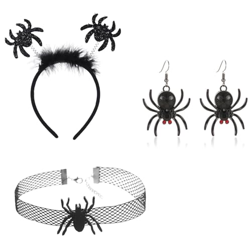 Halloween Stirnbandohrringe Und Kragen Set Stylish Accessoire Festliche Verzierung Für Themenpartys Und Cosplay Event Halloween Stirnband von Storage Bag